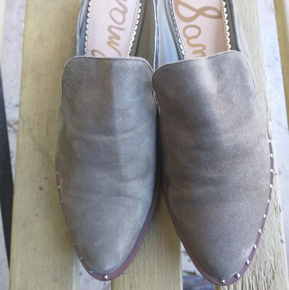 Sam Edelman Olive Suede Llewellyn Studded Mules Flats Size 6 - Picture 2 of 6